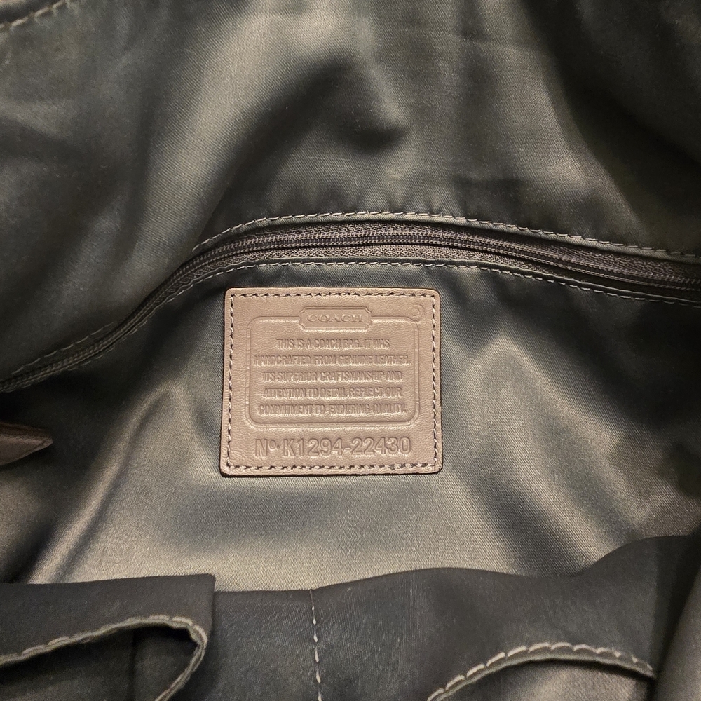Coach Tan and Gray Shoulder Bag with Yellow Accents - Picture 5 of 6